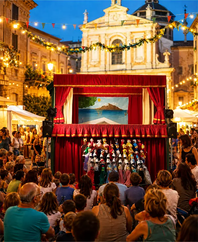 Mercurio Puppet Theatre performing at a local patron saint festival