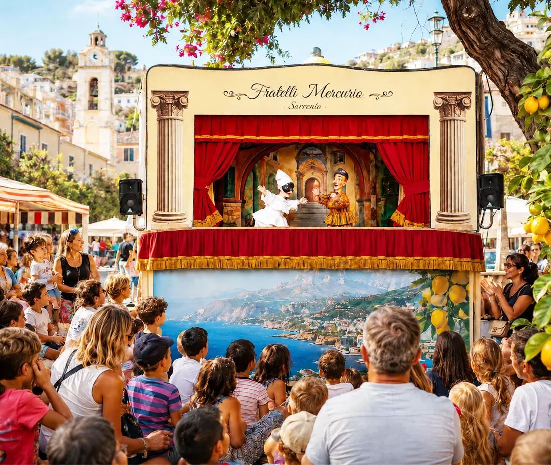 Mercurio Puppet Theatre ready to perform at a special event in the square
