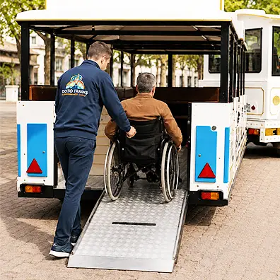 Accessibility ramp for passengers with reduced mobility on the Mercurio Train