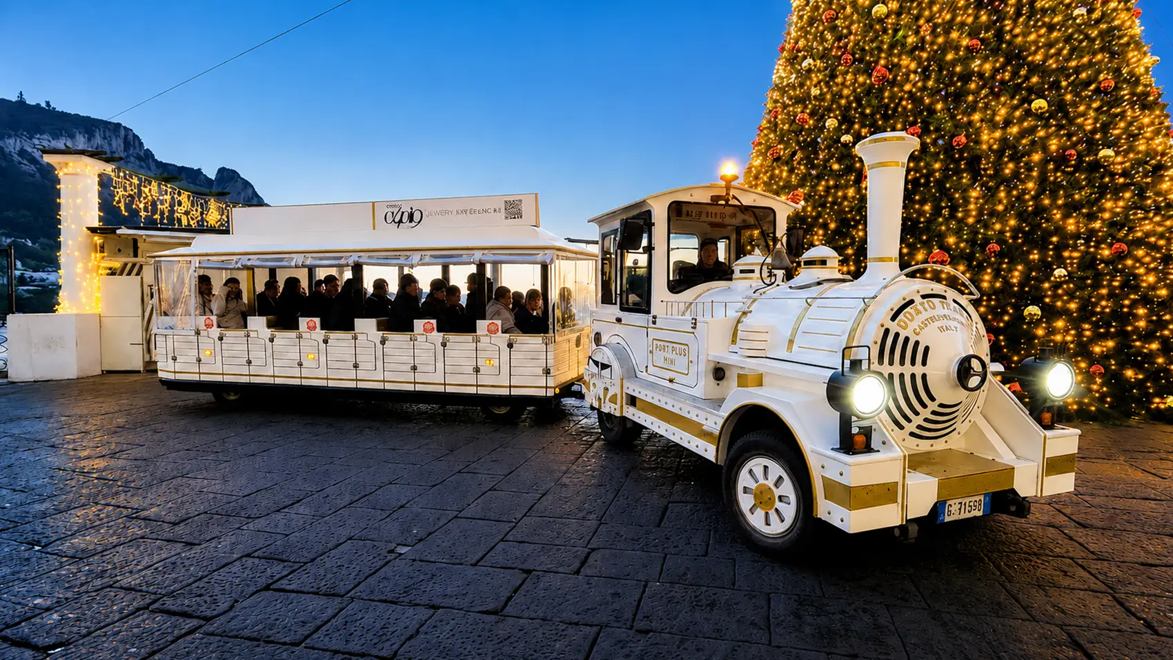 The Mercurio Train decorated for the Christmas festivities